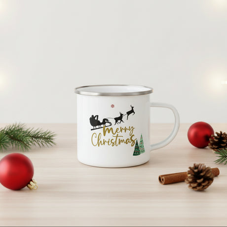Personalized Bear Enamel Camping Mug | Custom Christmas Gifts for Kids & Family