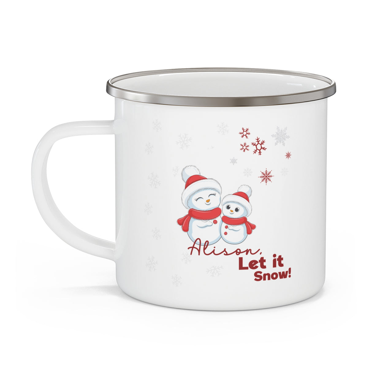 Personalized Let It Snow Enamel Mug