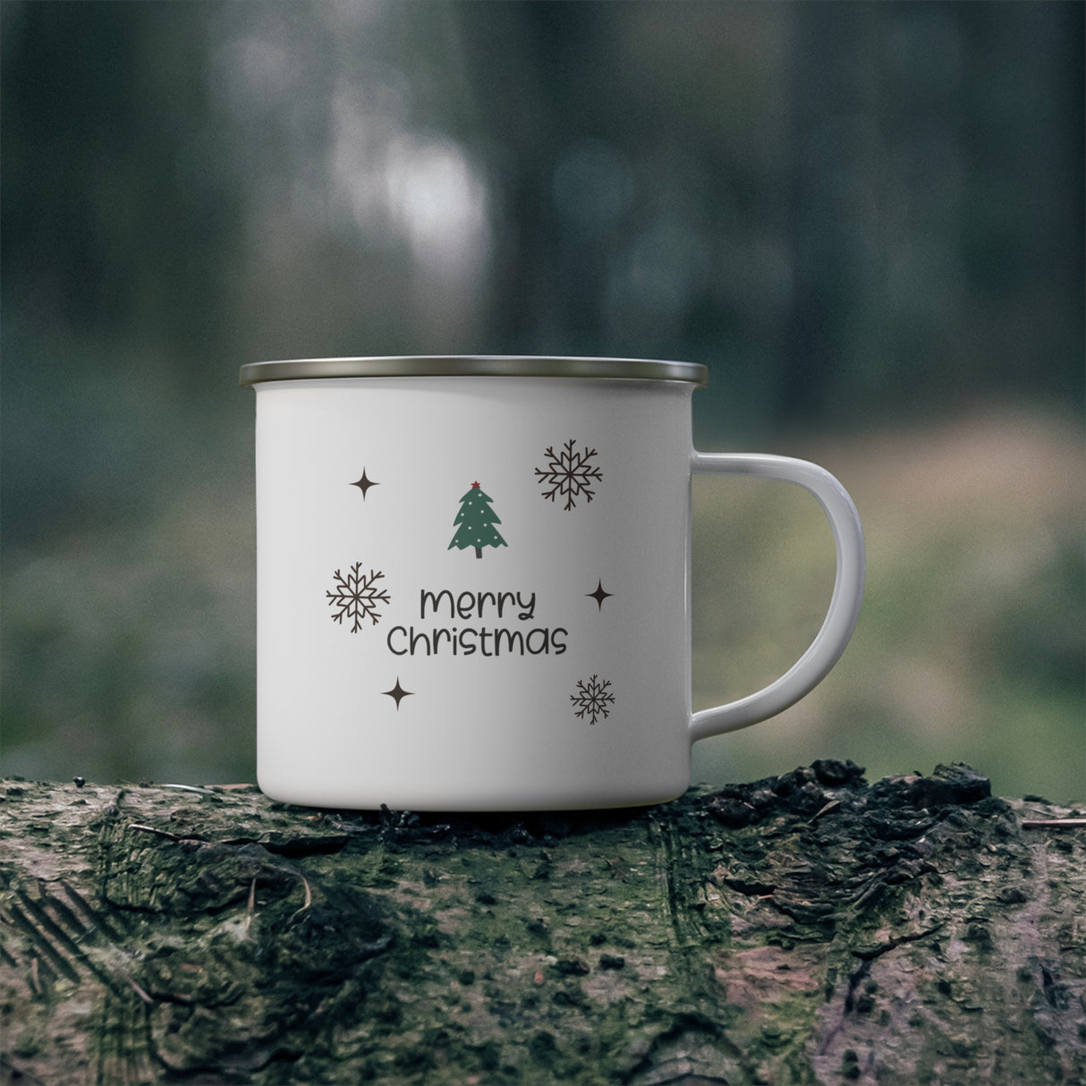 Personalized Reindeer Enamel Mug | Custom Christmas Gifts for Kids & Family