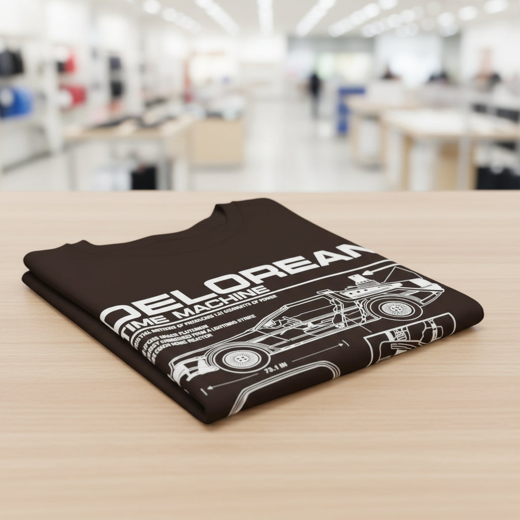 Personalized DeLorean Time Machine T-Shirt | Blueprint with Name and Year | Back to the Future Gift