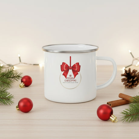 Personalized Reindeer Enamel Camping Mug | Custom Christmas Gifts for Kids & Family