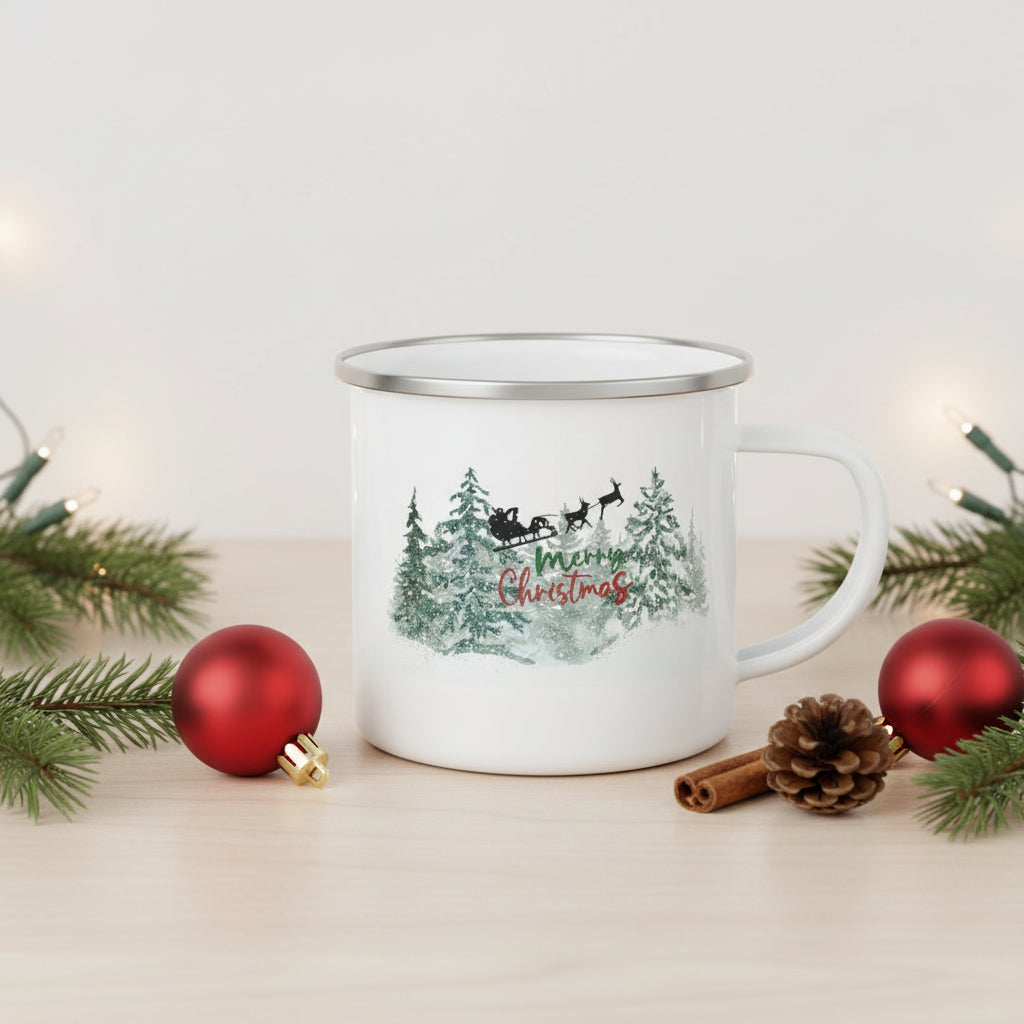 Personalized Snowman Enamel Camping Mug | Custom Christmas Gifts for Kids & Family