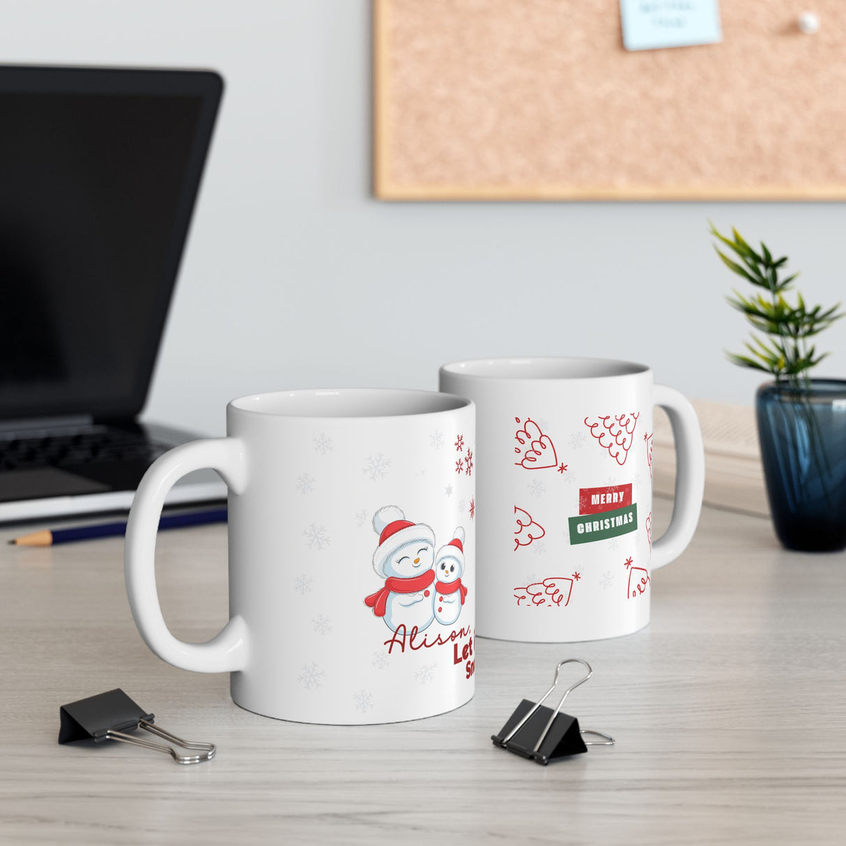 Let It Snow Snowman Christmas Mug — Festive Holiday Ceramic Coffee Cup (11oz/15oz)