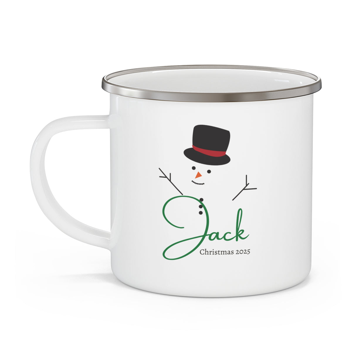 Personalized Snowman Enamel Camping Mug