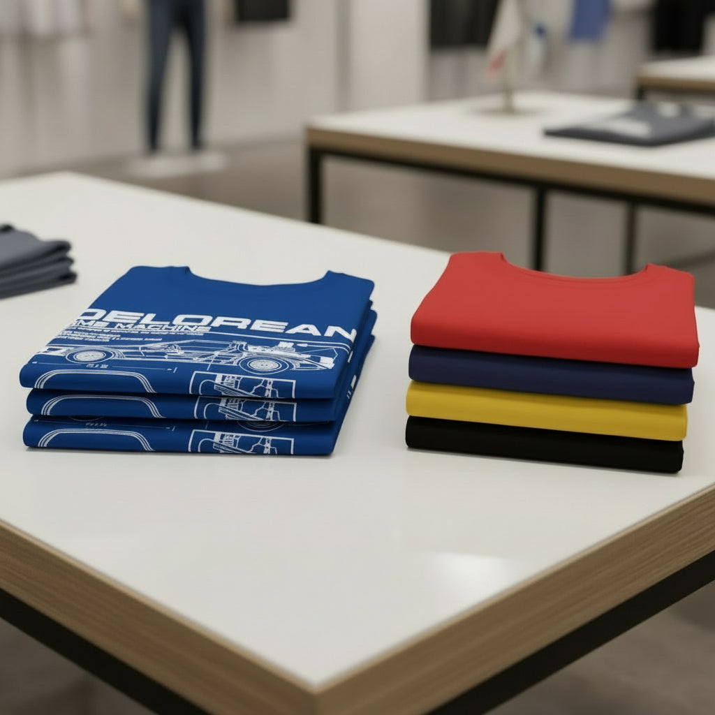 Personalized DeLorean Time Machine T-Shirt | Blueprint with Name and Year | Back to the Future Gift