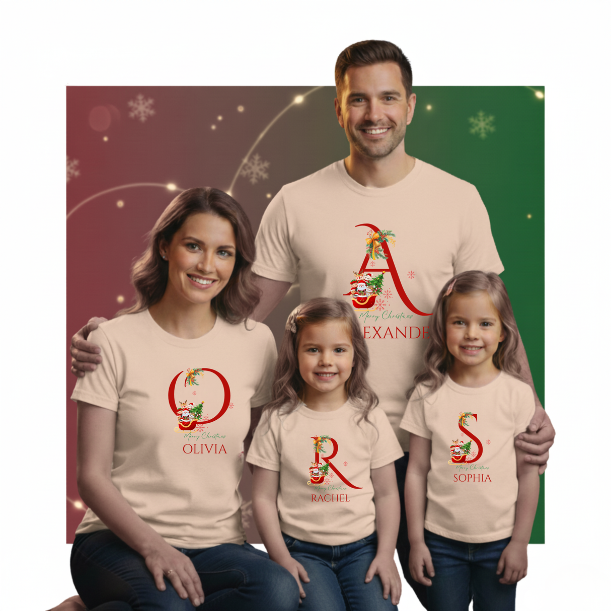 Personalized Initial and Name T-Shirt – Family Christmas Gift (A-Z)