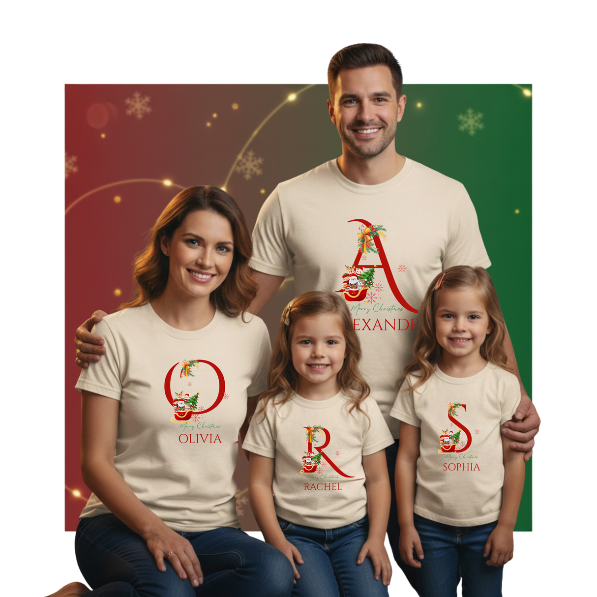 Personalized Initial and Name T-Shirt for Toddlers & Little Kids – Family Christmas Gift (A-Z)