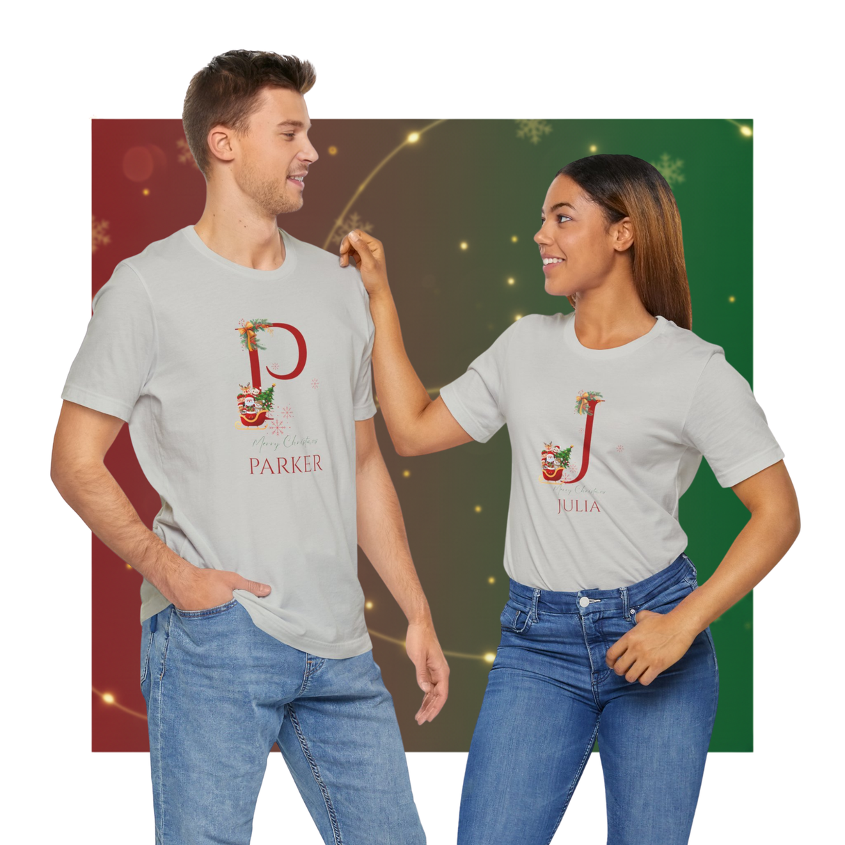 Personalized Initial and Name T-Shirt – Family Christmas Gift (A-Z)