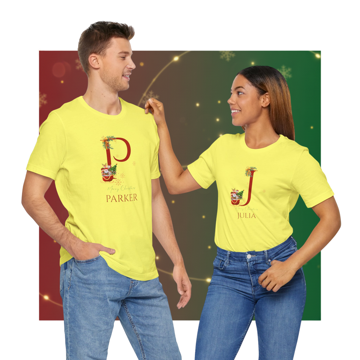 Personalized Initial and Name T-Shirt – Family Christmas Gift (A-Z)