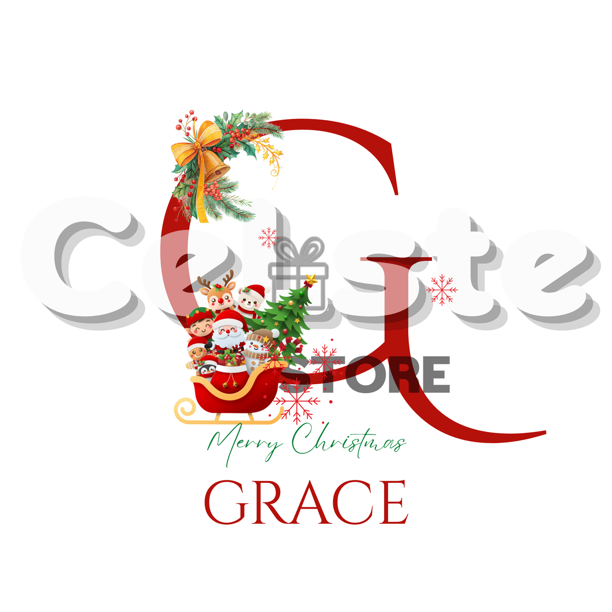 Personalized Initial and Name T-Shirt – Family Christmas Gift (A-Z) – For Kids