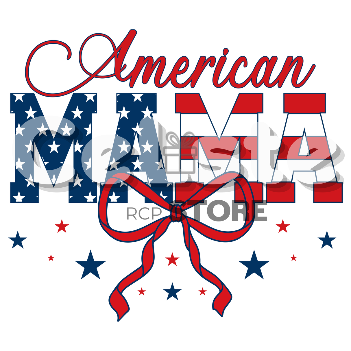 American Mama T-Shirt – Patriotic Stars & Stripes Gift for Mom