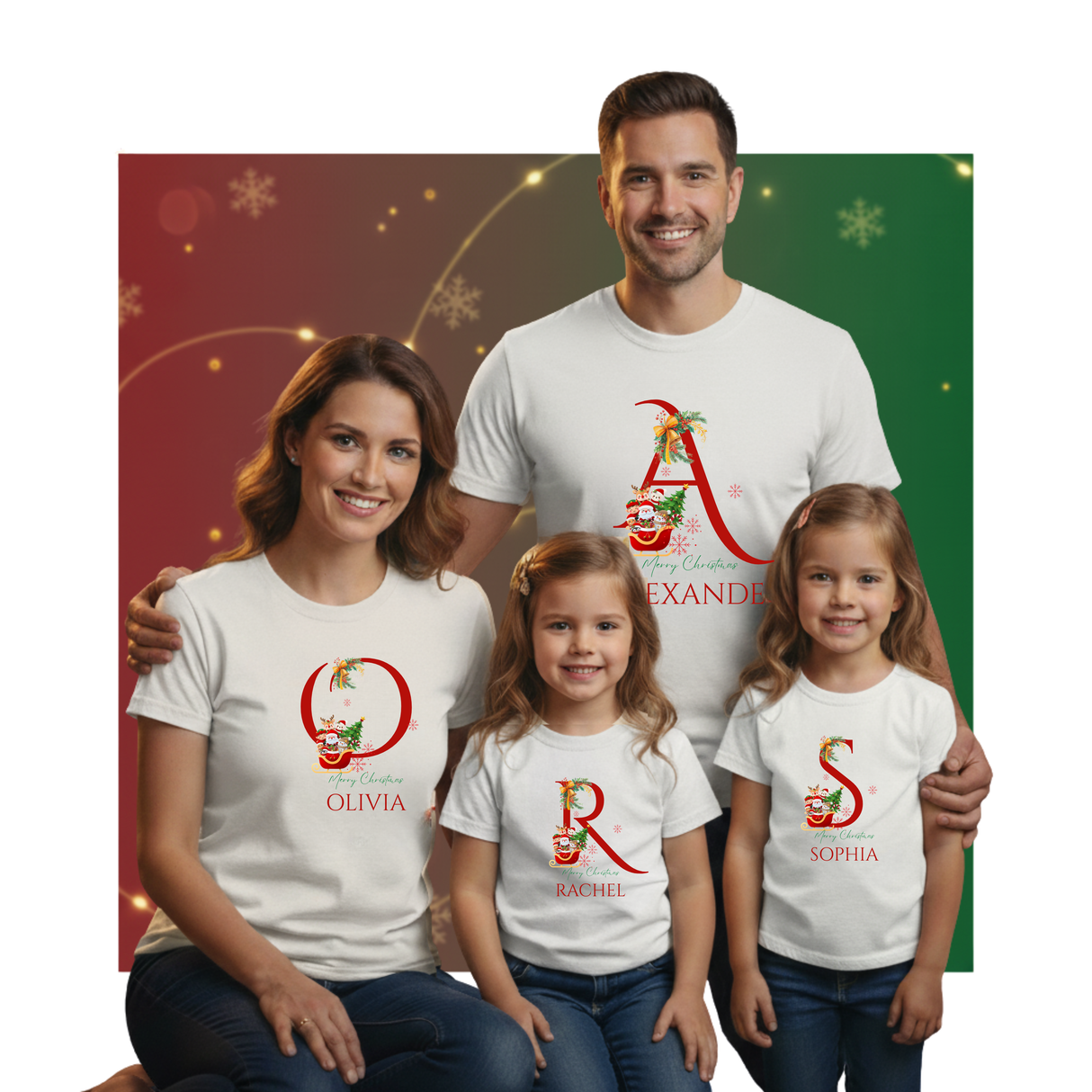 Personalized Initial and Name T-Shirt for Toddlers & Little Kids – Family Christmas Gift (A-Z)