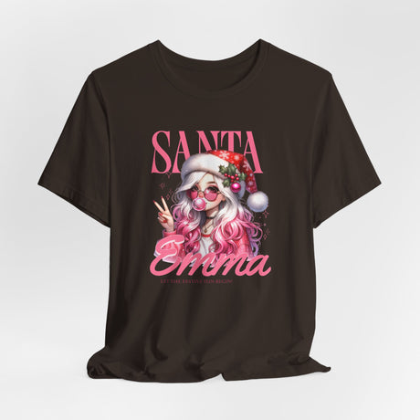 Christmas Gift: Personalized Santa Baby Tee 'Pink Holiday Girl' T-Shirt for Her