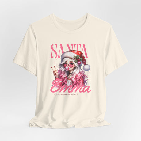 Christmas Gift: Personalized Santa Baby Tee 'Pink Holiday Girl' T-Shirt for Her