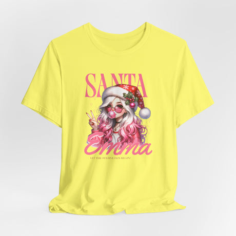 Christmas Gift: Personalized Santa Baby Tee 'Pink Holiday Girl' T-Shirt for Her