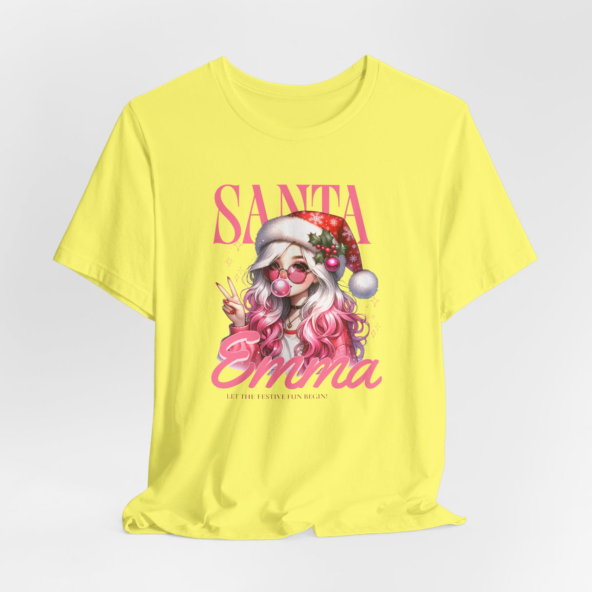 Christmas Gift: Personalized Santa Baby Tee 'Pink Holiday Girl' T-Shirt for Her