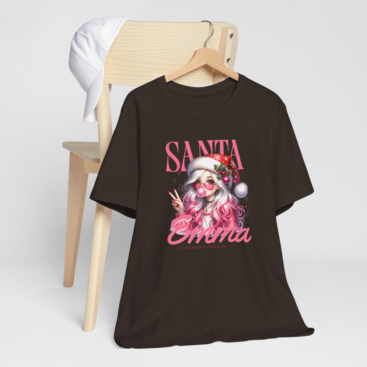 Christmas Gift: Personalized Santa Baby Tee 'Pink Holiday Girl' T-Shirt for Her