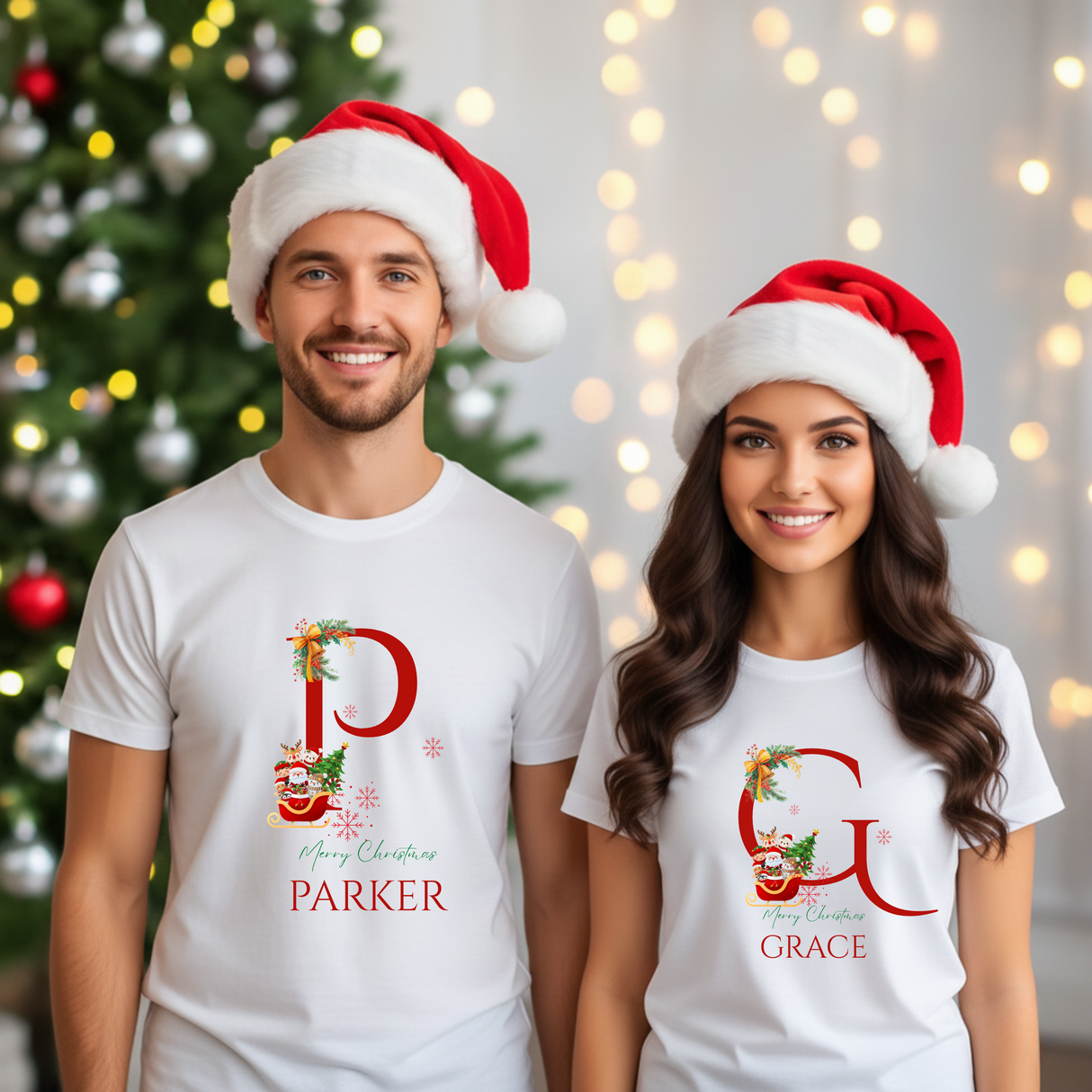 Personalized Initial and Name T-Shirt – Family Christmas Gift (A-Z)