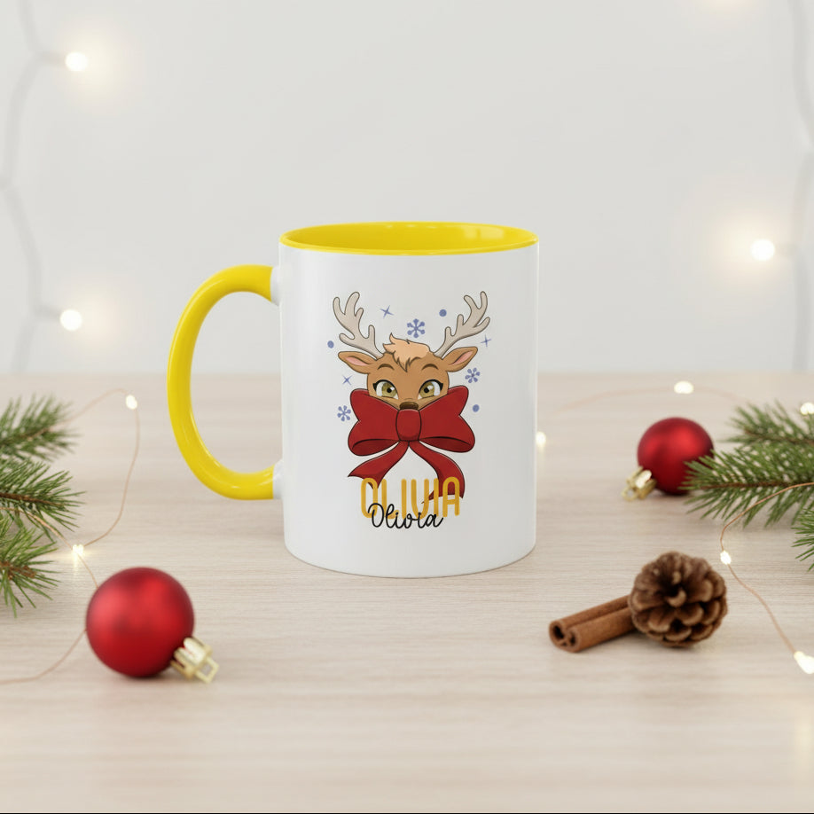 Personalized Reindeer Coffee Mug for Women – Cute Christmas Gift & Holiday Decor