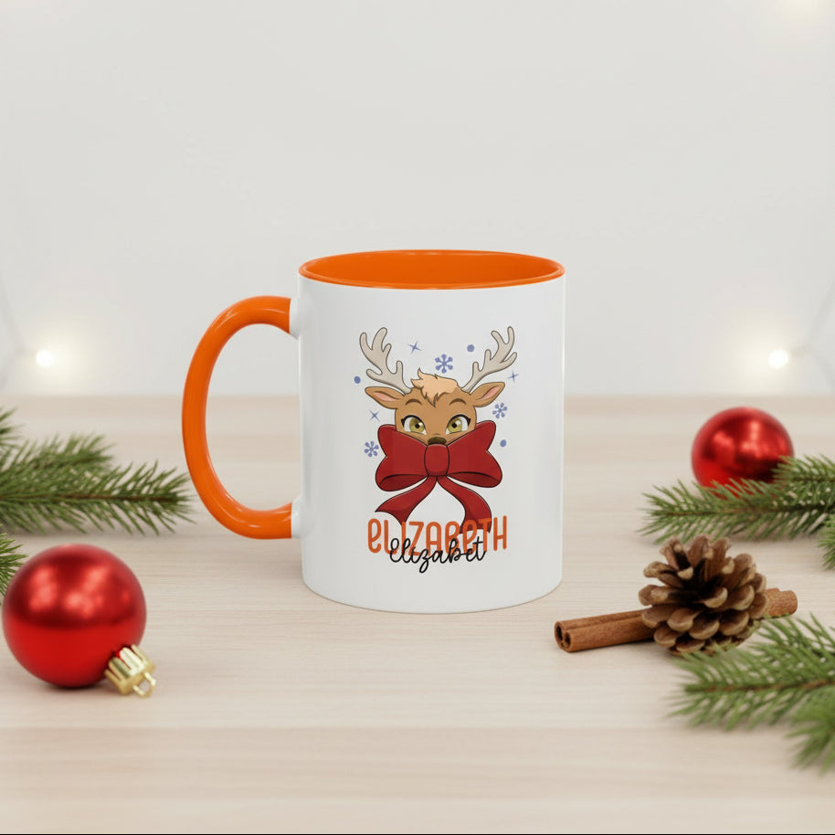 Personalized Reindeer Coffee Mug for Women – Cute Christmas Gift & Holiday Decor