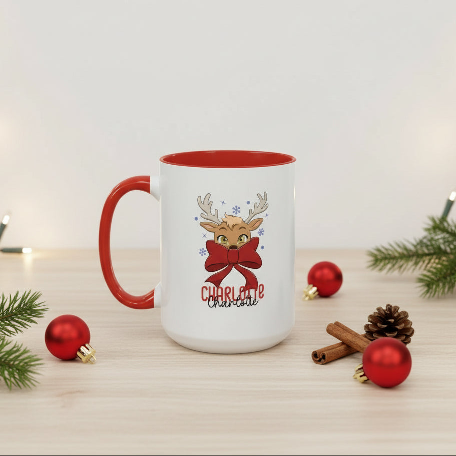 Personalized Reindeer Coffee Mug for Women – Cute Christmas Gift & Holiday Decor
