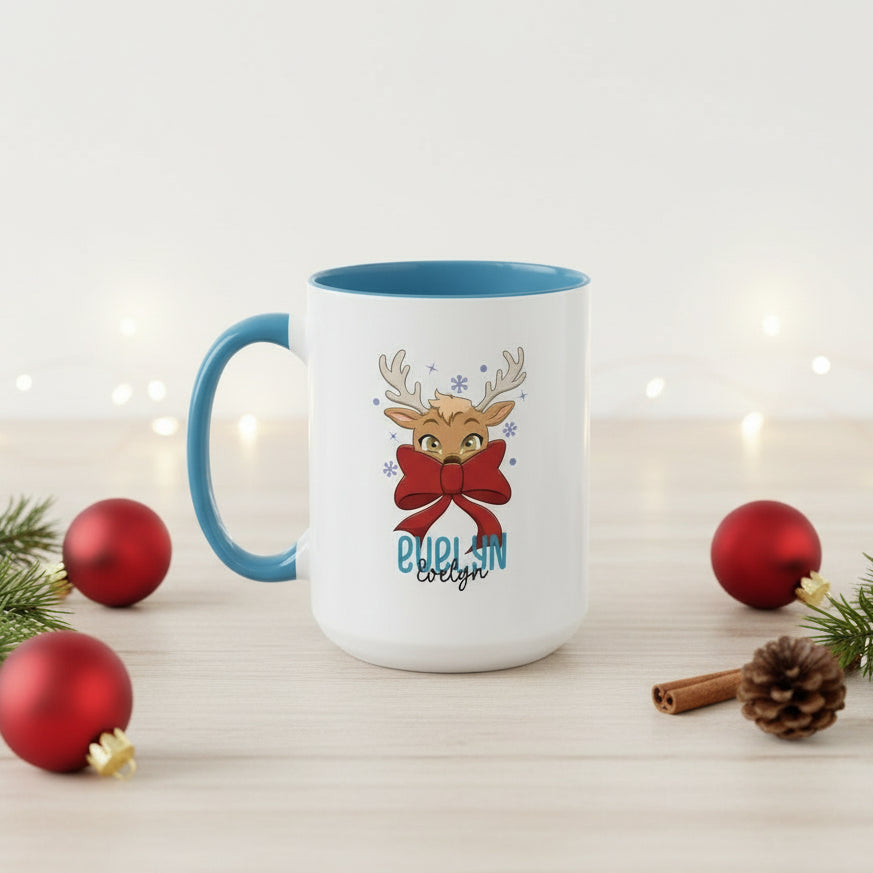 Personalized Reindeer Coffee Mug for Women – Cute Christmas Gift & Holiday Decor