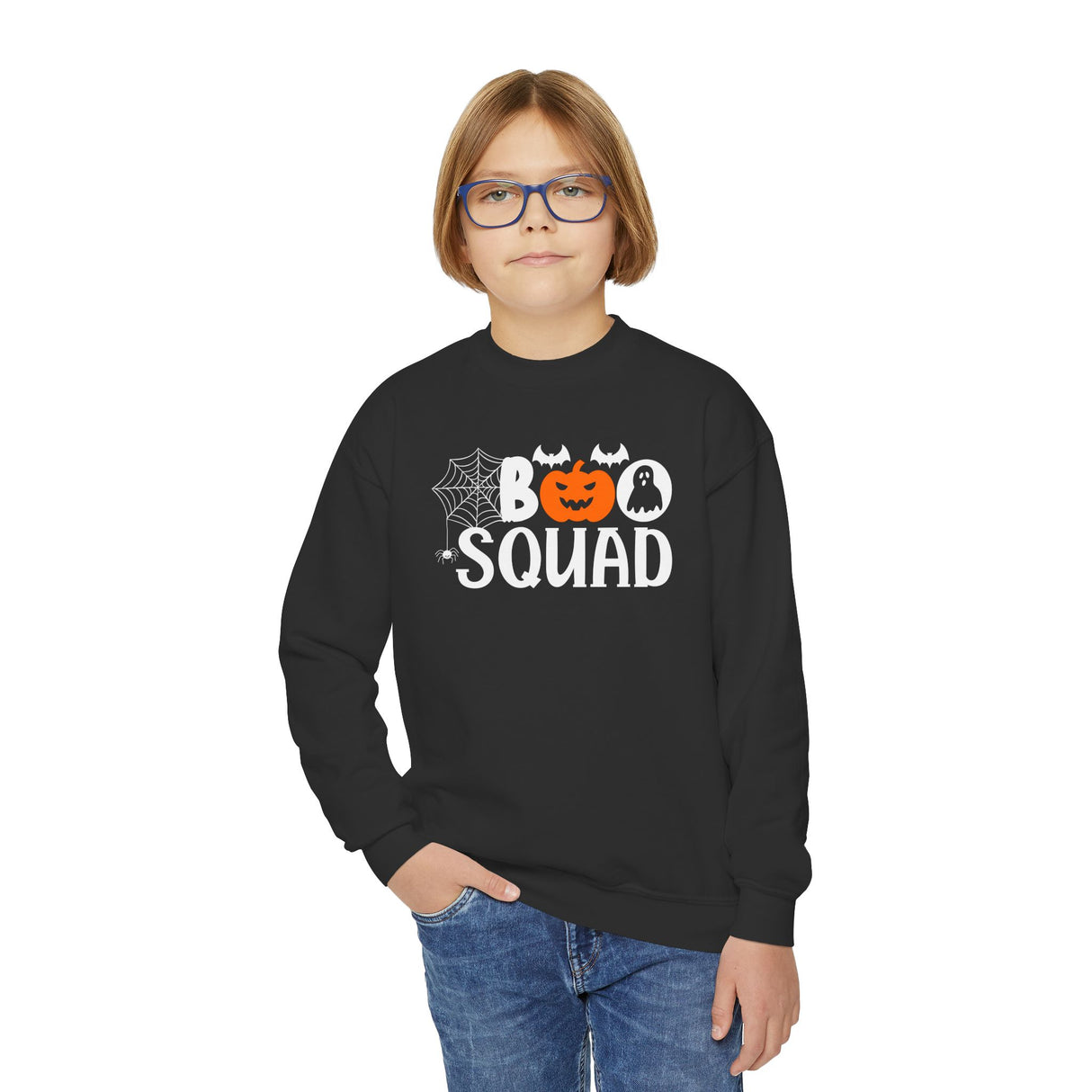 "BOO SQUAD" Kids Sweatshirt: Perfect for Trick or Treating!