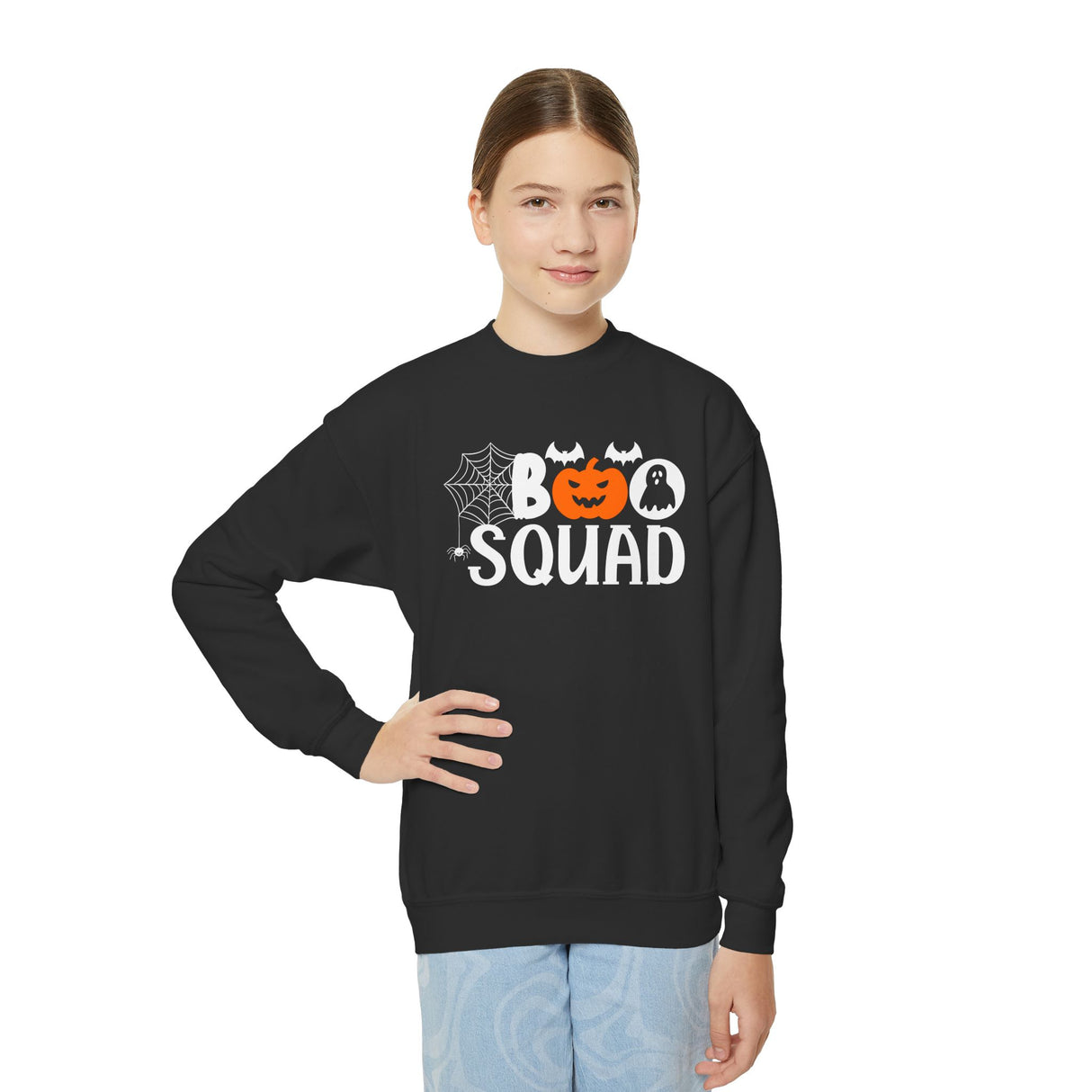 "BOO SQUAD" Kids Sweatshirt: Perfect for Trick or Treating!