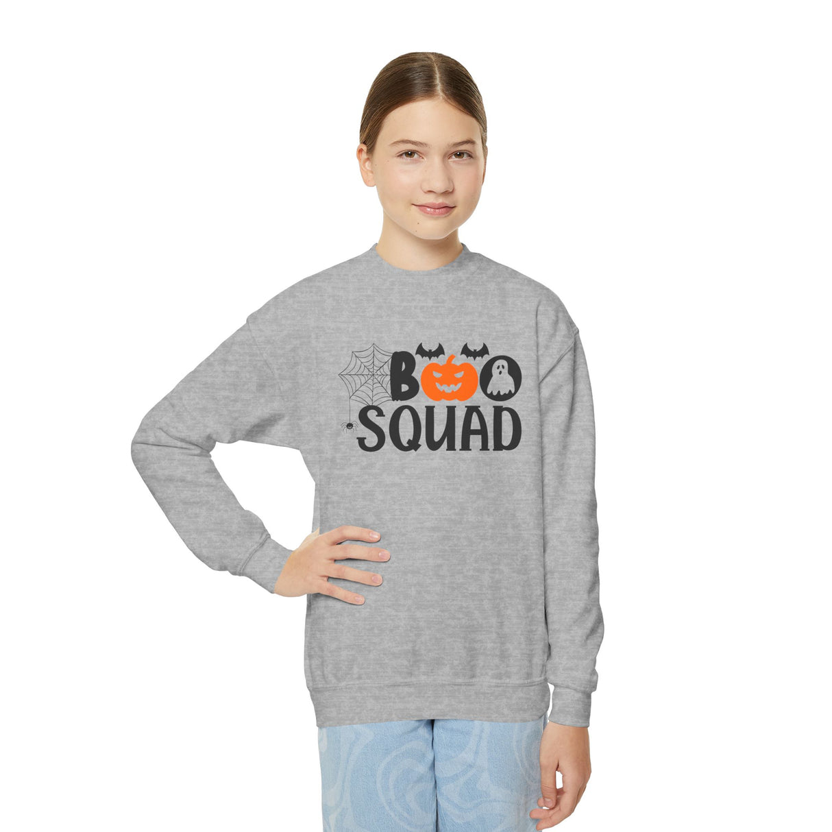 "BOO SQUAD" Kids Sweatshirt: Perfect for Trick or Treating!