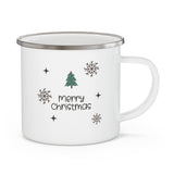 Personalized Reindeer Enamel Mug, Custom Name Winter Wonderland Gift