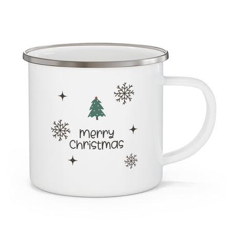 Personalized Reindeer Enamel Mug, Custom Name Winter Wonderland Gift
