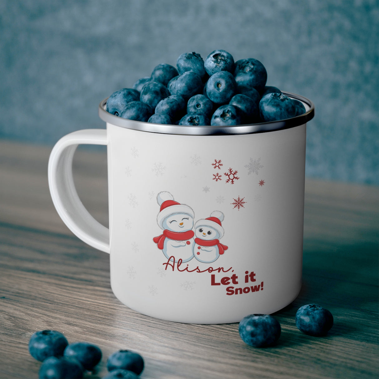 Personalized Let It Snow Enamel Mug