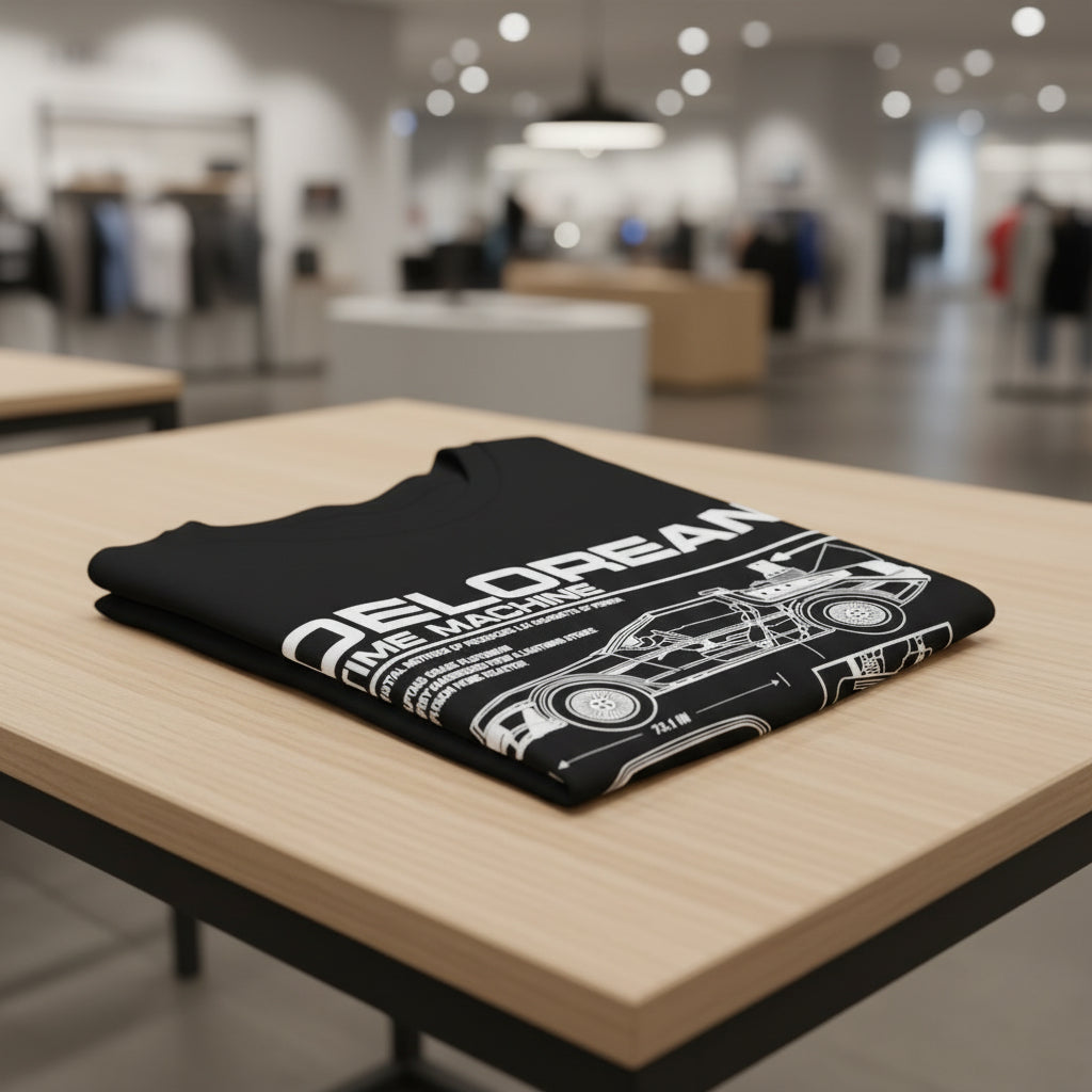 Personalized DeLorean Time Machine T-Shirt | Blueprint with Name and Year | Back to the Future Gift