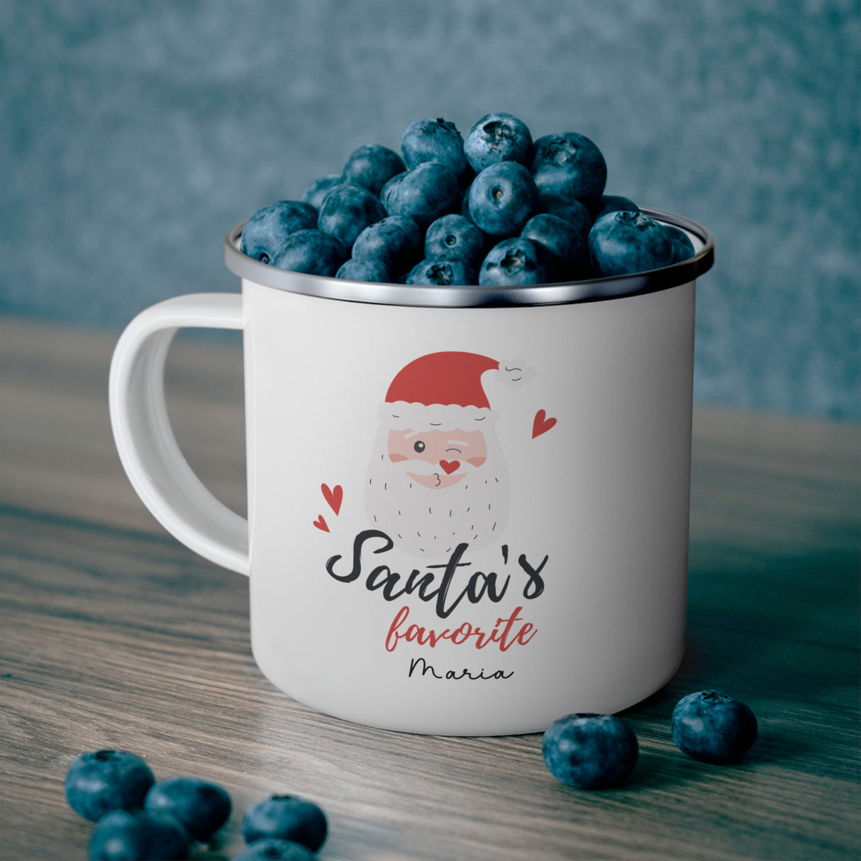 Personalized Santa's Favorite Enamel Camping Mug
