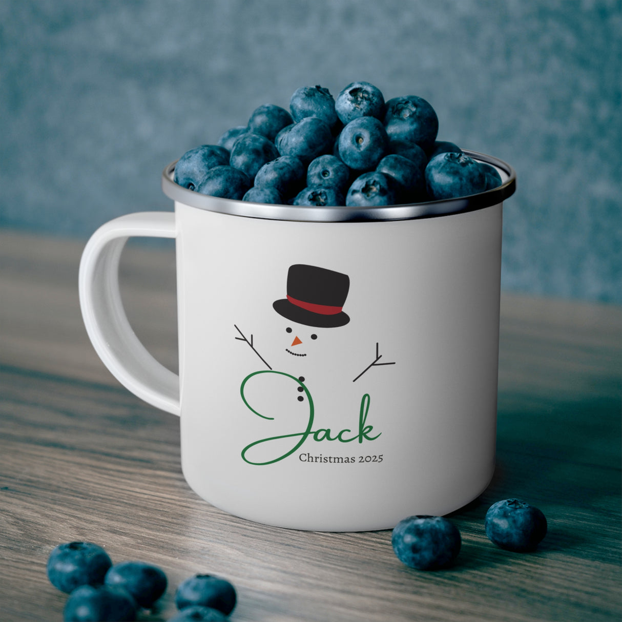 Personalized Snowman Enamel Camping Mug