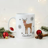 Christmas Reindeer Ceramic Mug – Holiday Snowflake Coffee Cup (11oz & 15oz)