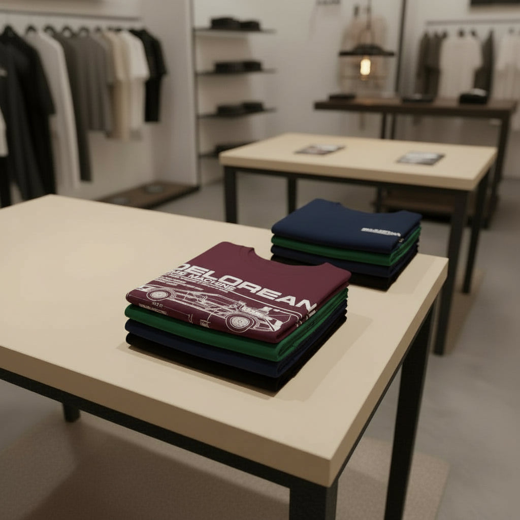 Personalized DeLorean Time Machine T-Shirt | Blueprint with Name and Year | Back to the Future Gift