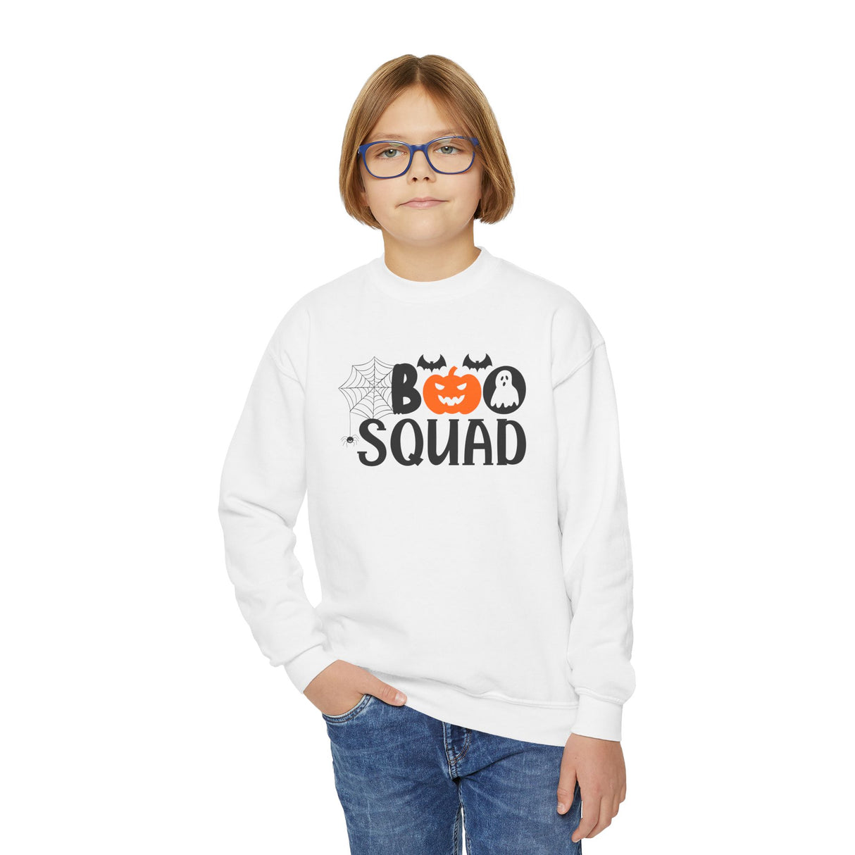 "BOO SQUAD" Kids Sweatshirt: Perfect for Trick or Treating!