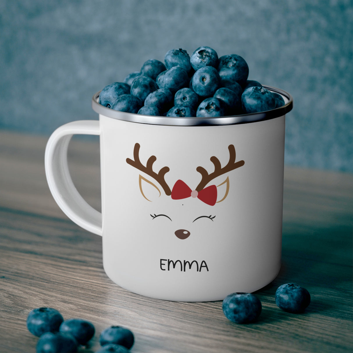 Personalized Reindeer Enamel Camping Mug