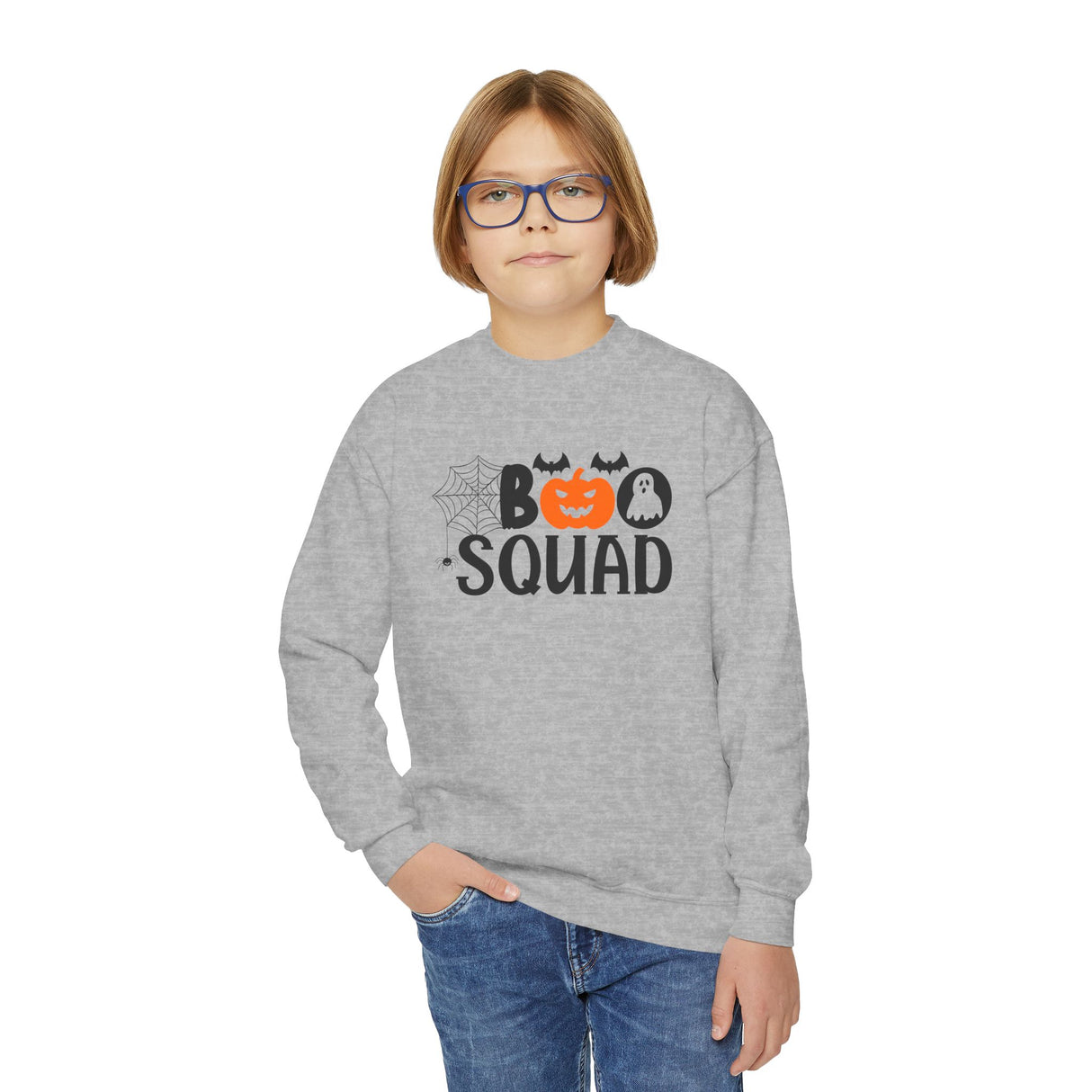 "BOO SQUAD" Kids Sweatshirt: Perfect for Trick or Treating!