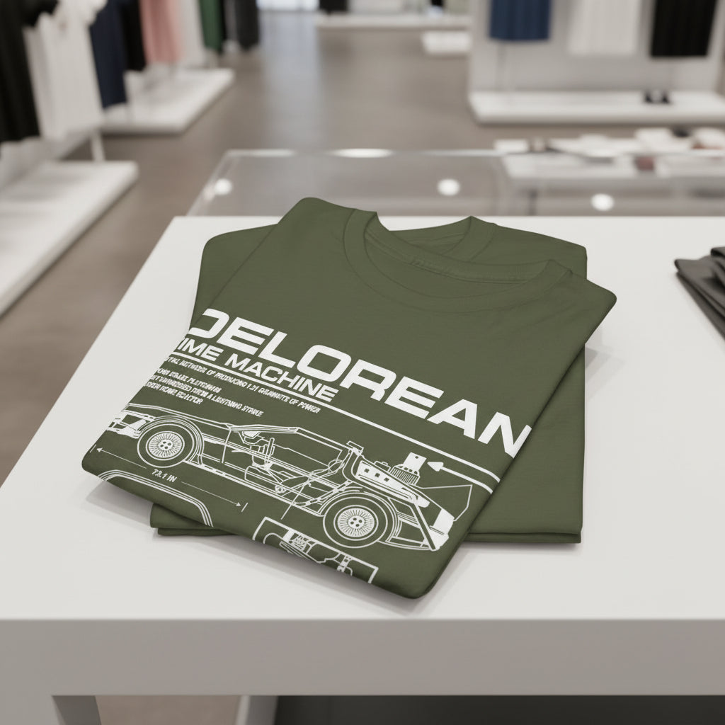 Personalized DeLorean Time Machine T-Shirt | Blueprint with Name and Year | Back to the Future Gift