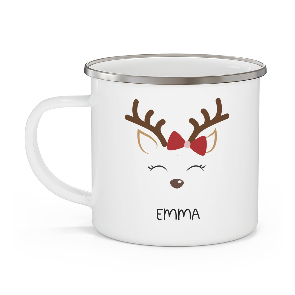 Personalized Reindeer Enamel Camping Mug