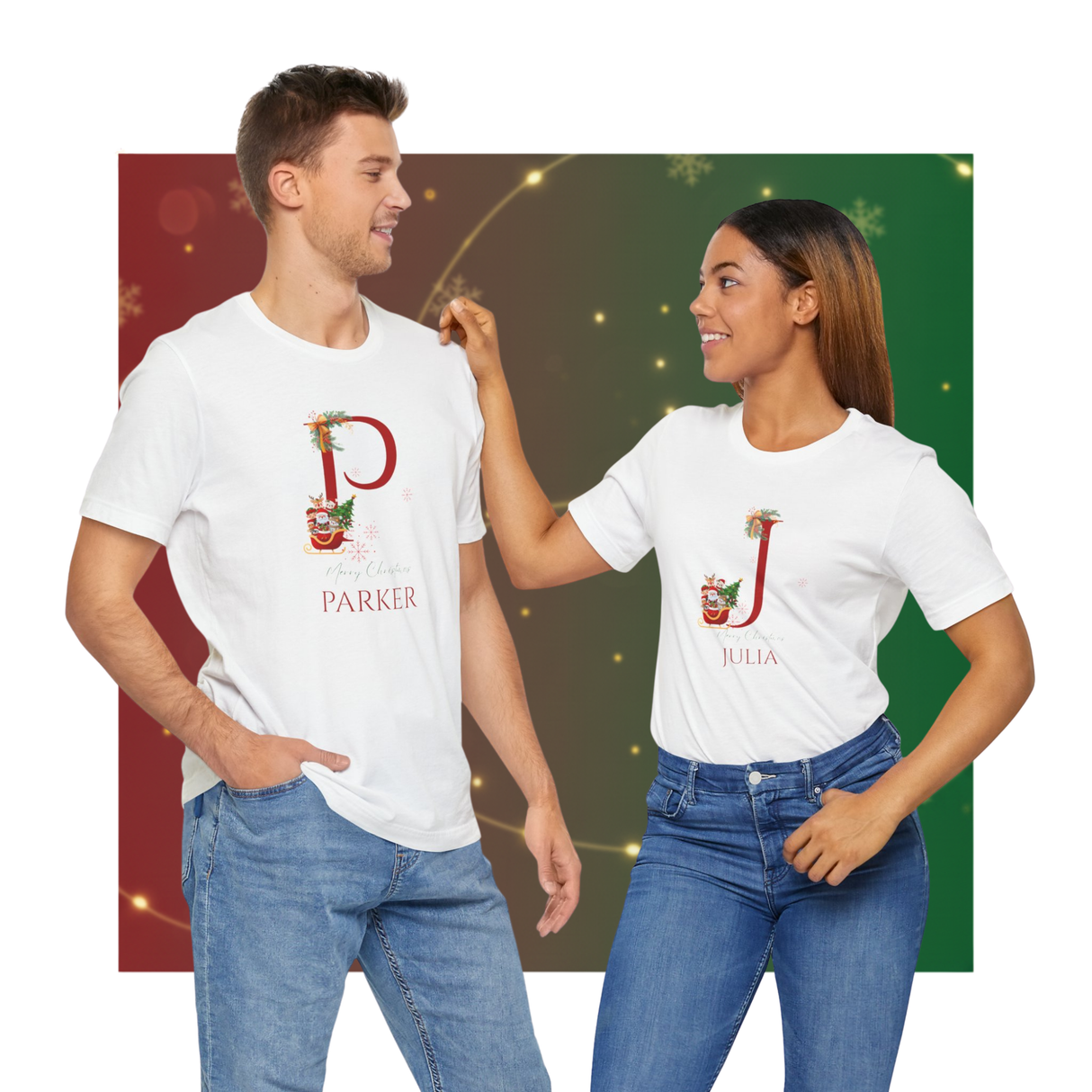 Personalized Initial and Name T-Shirt – Family Christmas Gift (A-Z)