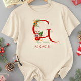 Personalized Initial and Name T-Shirt – Family Christmas Gift (A-Z)