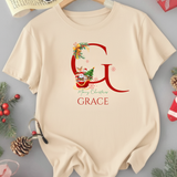 Personalized Initial and Name T-Shirt – Family Christmas Gift (A-Z)