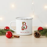 Unique Christmas Gift: Personalized Initial & Name Enamel Camping Mug – Cutest Alphabet Letter Design