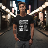 Personalized DeLorean Time Machine T-Shirt | Blueprint with Name and Year | Back to the Future Gift