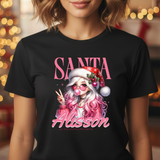 Christmas Gift: Personalized Santa Baby Tee 'Pink Holiday Girl' T-Shirt for Her
