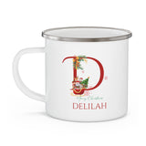 Unique Christmas Gift: Personalized Initial & Name Enamel Camping Mug – Cutest Alphabet Letter Design