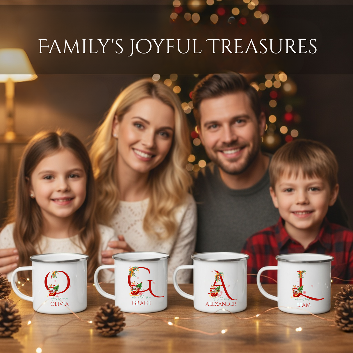 Unique Christmas Gift: Personalized Initial & Name Enamel Camping Mug – Cutest Alphabet Letter Design